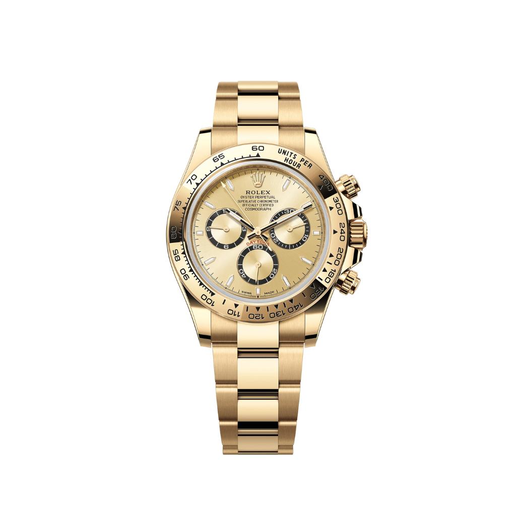 Rolex Cosmograph Daytona features a full yellow gold case 40mm