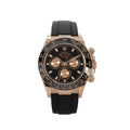Rolex Cosmograph Daytona with a black dial and a matching black rubber strap 40mm